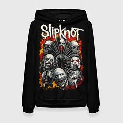 Толстовка-худи женская Slipknot метал-группа, цвет: 3D-черный