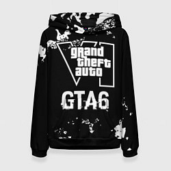 Толстовка-худи женская GTA6 glitch на темном фоне, цвет: 3D-черный