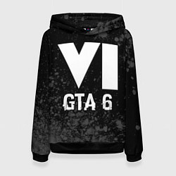Толстовка-худи женская GTA 6 glitch на темном фоне, цвет: 3D-черный