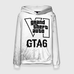 Толстовка-худи женская GTA6 glitch на светлом фоне, цвет: 3D-белый