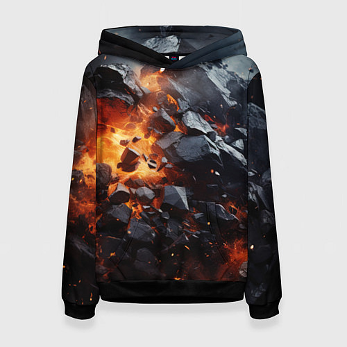 Женская толстовка Взрыв камней и плит / 3D-Черный – фото 1