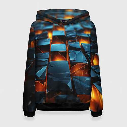 Женская толстовка Темные плитки в лаве / 3D-Черный – фото 1