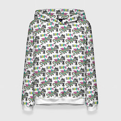 Толстовка-худи женская Паттерн детский со Змеем Горынычем, цвет: 3D-белый