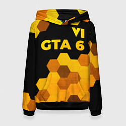 Толстовка-худи женская GTA 6 - gold gradient посередине, цвет: 3D-черный