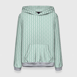 Толстовка-худи женская Белый узор на бледно-зелёном, цвет: 3D-меланж