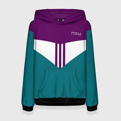 Толстовка-худи женская FIRM темная сирень и бирюза, цвет: 3D-черный