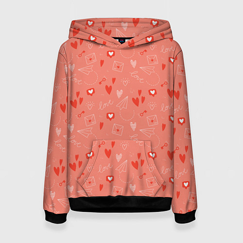 Женская толстовка Love heart message pattern / 3D-Черный – фото 1