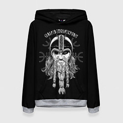 Толстовка-худи женская Воин в символике шлем ужаса, цвет: 3D-меланж