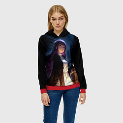 Толстовка-худи женская Ферн темной ночью, цвет: 3D-красный — фото 2