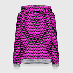 Толстовка-худи женская Розовые и чёрные треугольники, цвет: 3D-меланж