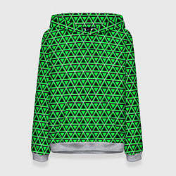Толстовка-худи женская Зелёные и чёрные треугольники, цвет: 3D-меланж