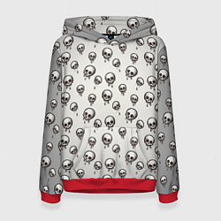 Толстовка-худи женская Мультяшные черепки абстрактный паттерн, цвет: 3D-красный