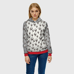 Толстовка-худи женская Мультяшные черепки абстрактный паттерн, цвет: 3D-красный — фото 2