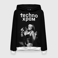 Женская толстовка Techno храм монашка с бутылкой
