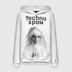 Женская толстовка Techno храм монашка улыбается