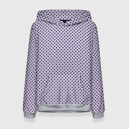 Женская толстовка Светло-сиреневый паттерн маленькие звёздочки / 3D-Меланж – фото 1