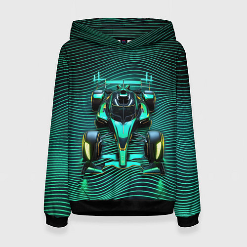 Женская толстовка Болид на неоновых волнах / 3D-Черный – фото 1