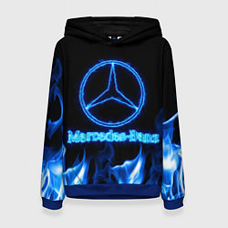 Толстовка-худи женская Mercedes-benz blue neon, цвет: 3D-синий