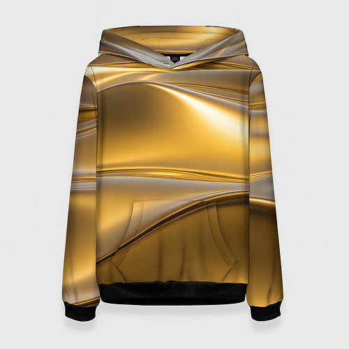 Женская толстовка Золотые волны металла / 3D-Черный – фото 1