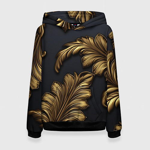Женская толстовка Золотые узоры в виде листьев / 3D-Черный – фото 1