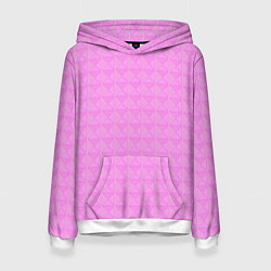 Толстовка-худи женская Объёмный розовый ромбы, цвет: 3D-белый