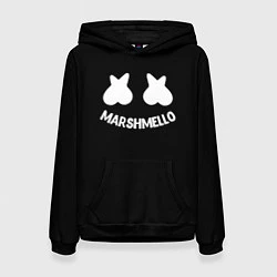Толстовка-худи женская Маршмеллоу белое лого, цвет: 3D-черный