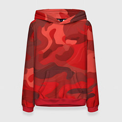 Толстовка-худи женская Красный камуфляж крупный, цвет: 3D-красный