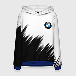 Толстовка-худи женская BMW чёрные штрихи текстура, цвет: 3D-синий