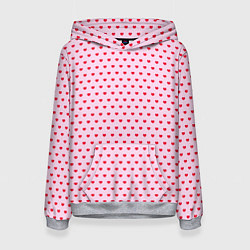 Толстовка-худи женская Мелкие сердечки паттерн, цвет: 3D-меланж