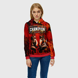 Толстовка-худи женская Champion boxing, цвет: 3D-красный — фото 2