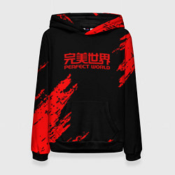 Толстовка-худи женская Perfectworld красные краски, цвет: 3D-черный