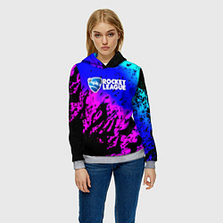 Толстовка-худи женская Rocket League neon game, цвет: 3D-меланж — фото 2