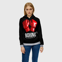 Толстовка-худи женская Boxing Champion, цвет: 3D-меланж — фото 2