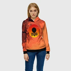 Толстовка-худи женская PUBG game orange, цвет: 3D-черный — фото 2