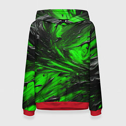 Толстовка-худи женская Чёрная и зелёная субстанция, цвет: 3D-красный