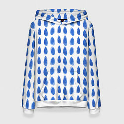 Толстовка-худи женская Акварельный дождь, цвет: 3D-белый