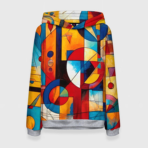 Женская толстовка Абстракция из ярких цветов и геометрических фигур / 3D-Меланж – фото 1