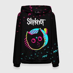 Толстовка-худи женская Slipknot - rock star cat, цвет: 3D-черный