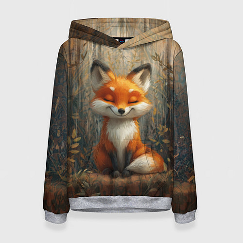 Женская толстовка Милый и довольный лисёнок / 3D-Меланж – фото 1