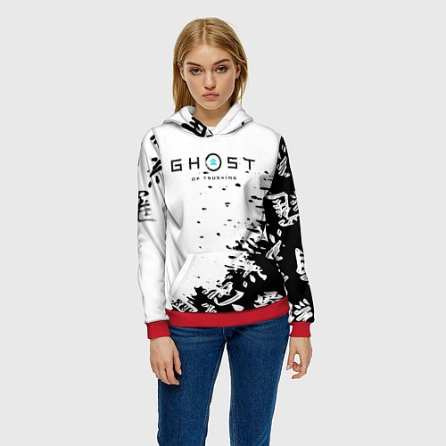 Женская толстовка Ghost of Tsushima текстура samurai / 3D-Красный – фото 3