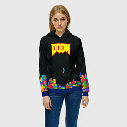 Толстовка-худи женская Doom x tetrix коллабарация, цвет: 3D-синий — фото 2