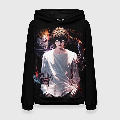 Женская толстовка Эл Лоулайт и Рюк - Тетрадь смерти / 3D-Черный – фото 1