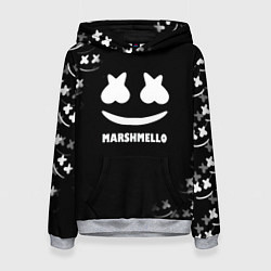 Толстовка-худи женская Marshmello белое лого, цвет: 3D-меланж