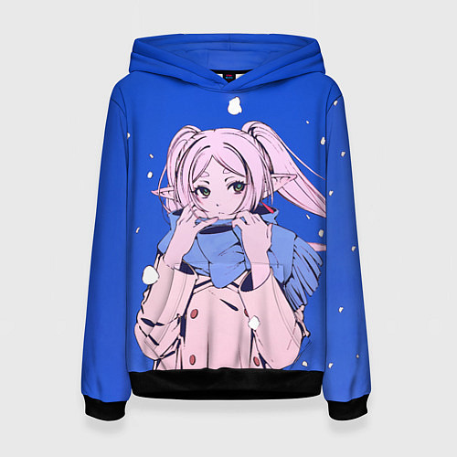 Женская толстовка Фрирен и снег / 3D-Черный – фото 1