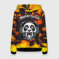 Толстовка-худи женская Motorhead рок панда и огонь, цвет: 3D-черный