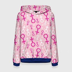 Толстовка-худи женская Гендерный женский знак венеры, цвет: 3D-синий