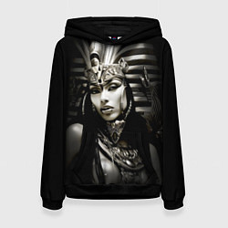 Толстовка-худи женская Клеопатра египетская царица, цвет: 3D-черный