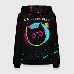 Толстовка-худи женская OneRepublic - rock star cat, цвет: 3D-черный