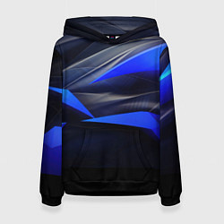 Толстовка-худи женская Black and blue abstract background sport style, цвет: 3D-черный