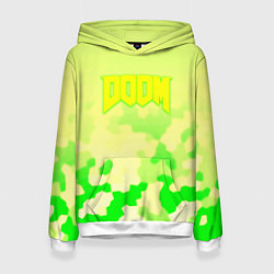 Толстовка-худи женская Doom токсичное лого броня, цвет: 3D-белый